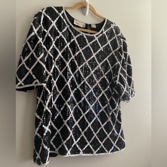 Beautiful Elegant SequinS Plus Size  Pullover Tunic Blouse Top - Picture 12 of 12